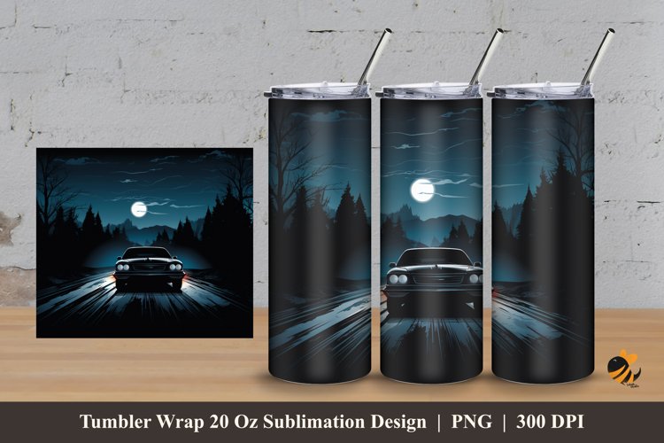 Dark Car Tumbler Wrap Sublimation Design 3