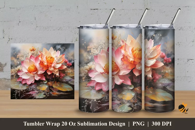 Garden Flowers Tumbler Wrap Sublimation Design 3