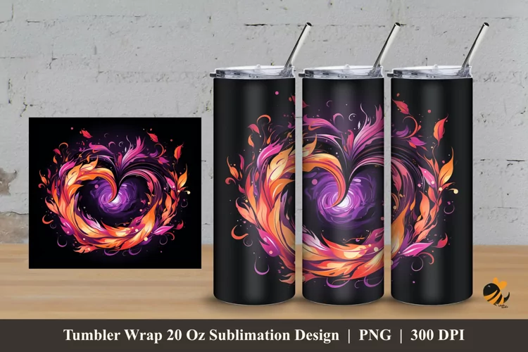 Fire Love Imagination Tumbler Wrap Sublimation Design 3