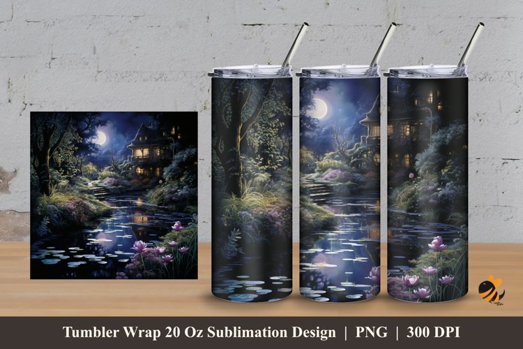 Fantasy Garden Tumbler Wrap Sublimation Design 3 example image 1