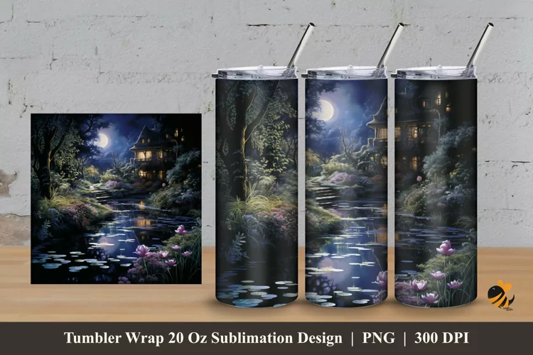 Fantasy Garden Tumbler Wrap Sublimation Design 3