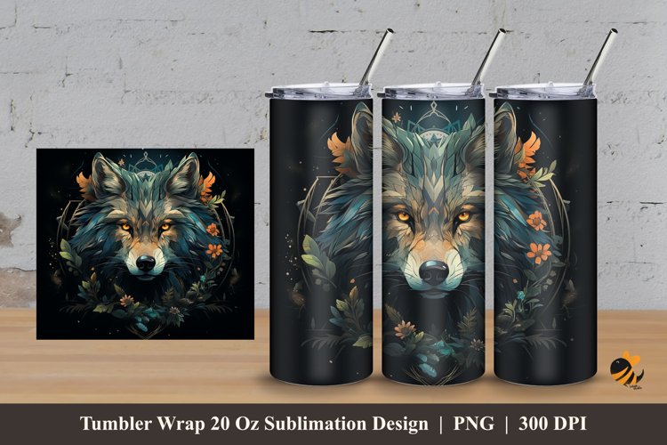 Wolf King Tumbler Wrap Sublimation Design 3