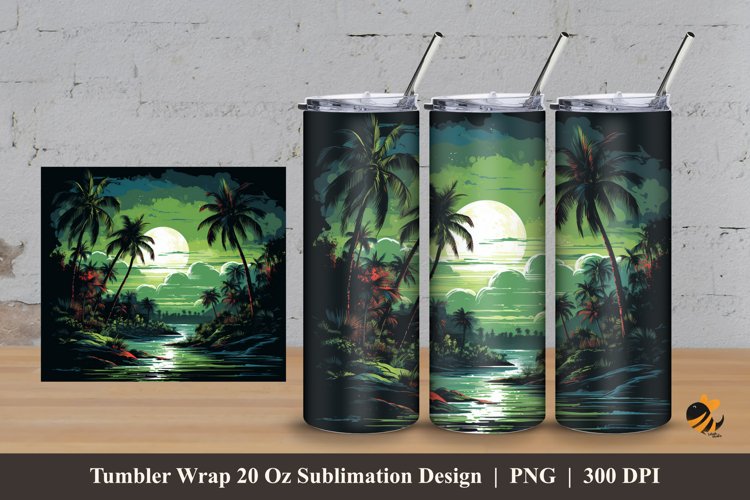 Green Lake Tumbler Wrap Sublimation Design 3 example image 1