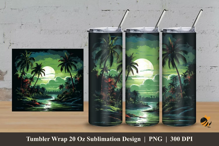 Green Lake Tumbler Wrap Sublimation Design 3