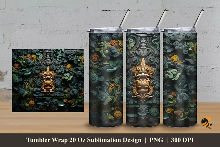 Bali Texture Tumbler Wrap Sublimation Design 3