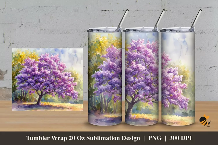 Spring Garden Tumbler Wrap Sublimation Design 3