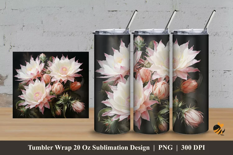 Beautiful Blooms Tumbler Wrap Sublimation Design 3
