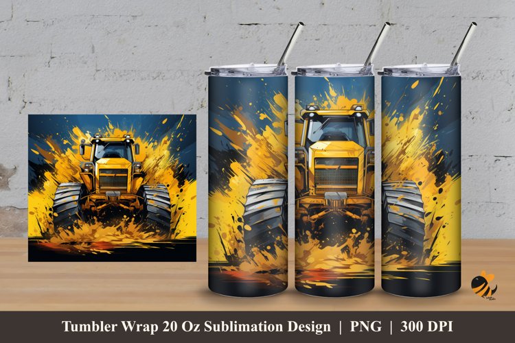 Heavy Equipment Tumbler Wrap Sublimation Design 3 example image 1