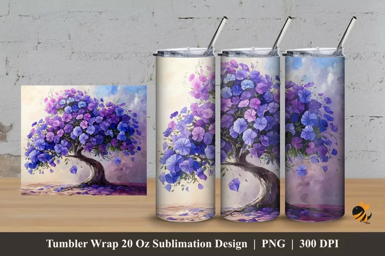 Blue of Love Tumbler Wrap Sublimation Design 3