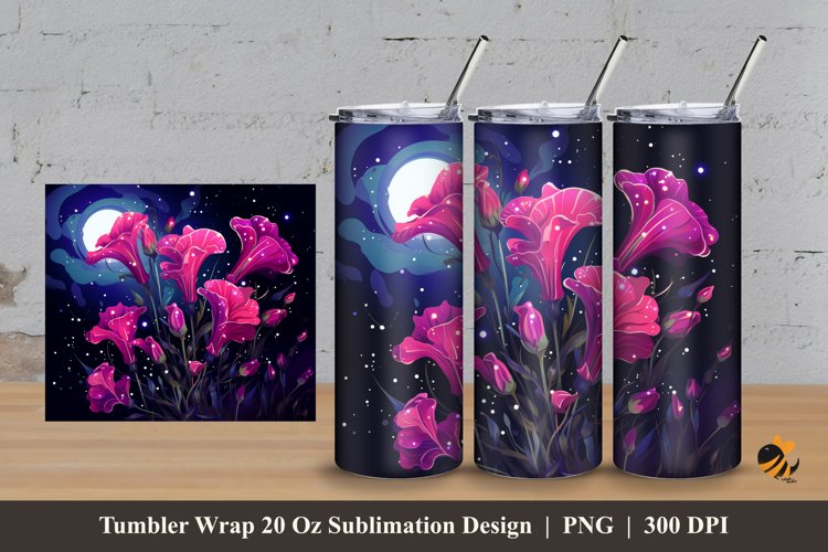 Starry Flower Tumbler Wrap Sublimation Design 3