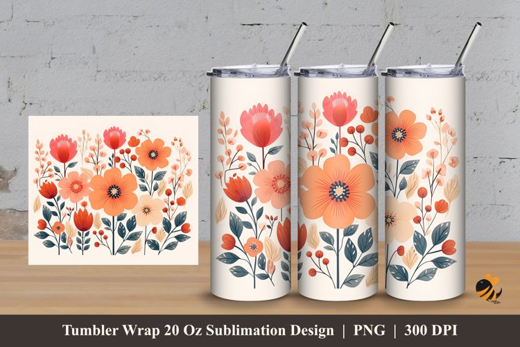 Classic Flowers Tumbler Wrap Sublimation Design 3