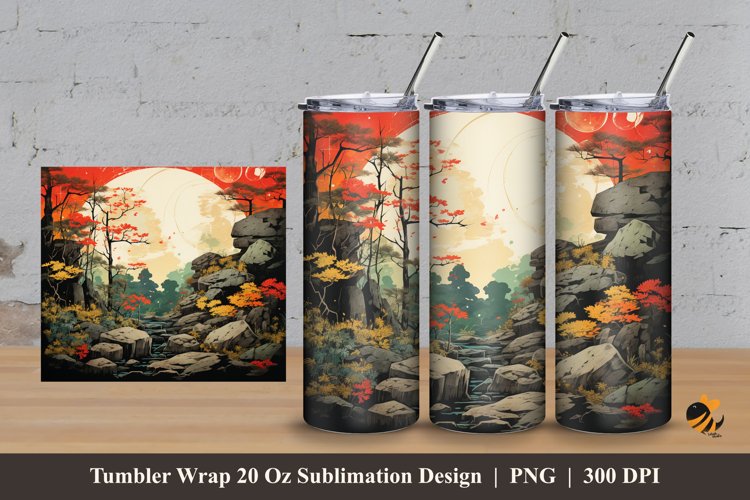 Sunset Nature Tumbler Wrap Sublimation Design 3 example image 1