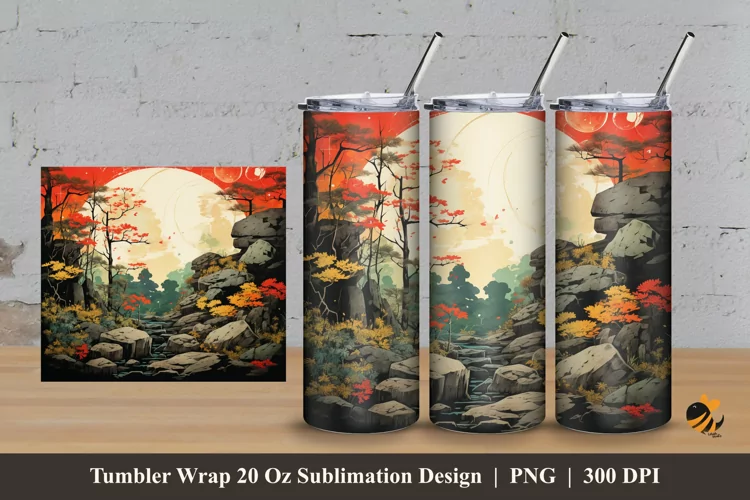 Sunset Nature Tumbler Wrap Sublimation Design 3
