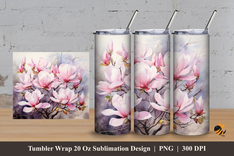 Painting Magnolia Tumbler Wrap Sublimation Design 3