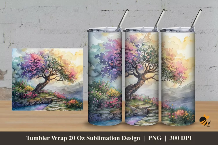 Miracle Garden Tumbler Wrap Sublimation Design 3