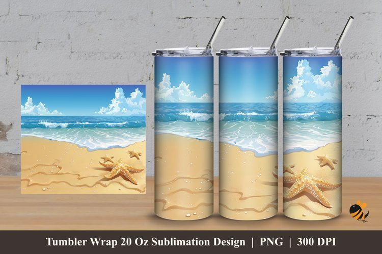 Sand Beach Tumbler Wrap Sublimation Design 3