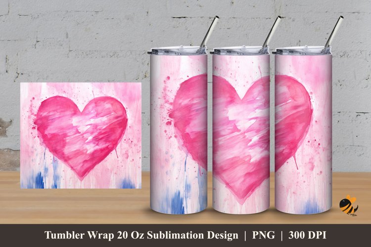 Sweet Pink Love Tumbler Wrap Sublimation Design 3 example image 1