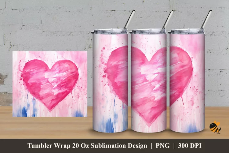 Sweet Pink Love Tumbler Wrap Sublimation Design 3