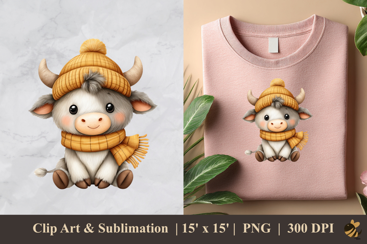 Cute Buffalo DTF Sublimation Clipart Design 3