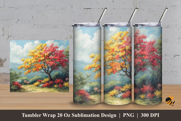Beautiful Bushes Tumbler Wrap Sublimation Design 3 example image 1