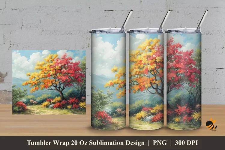 Beautiful Bushes Tumbler Wrap Sublimation Design 3