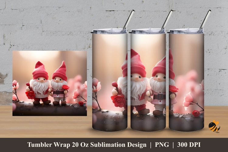 Cute Gnomes Tumbler Wrap Sublimation Design 3