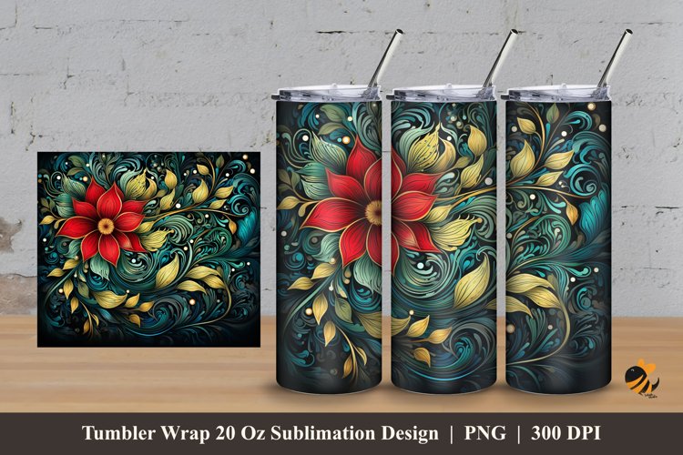 Ornament Plants Tumbler Wrap Sublimation Design 3 example image 1