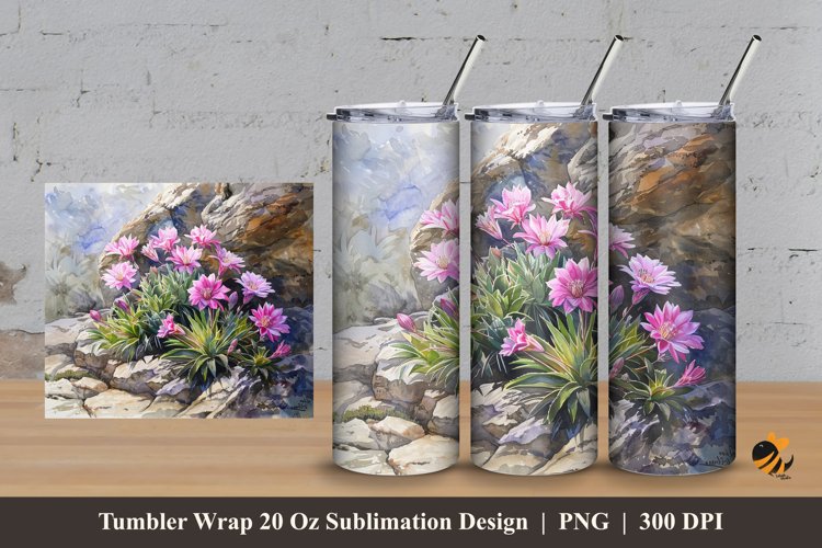 Flower At Nature Tumbler Wrap Sublimation Design 3 example image 1