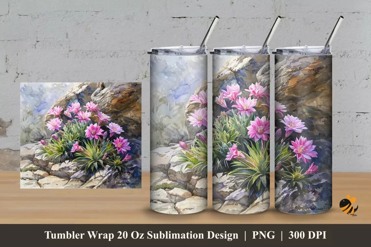 Flower At Nature Tumbler Wrap Sublimation Design 3