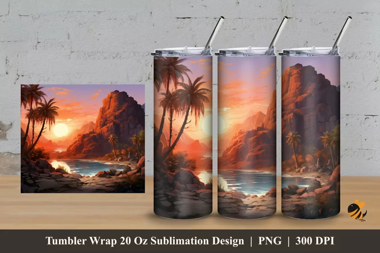 Sunset Strait Tumbler Wrap Sublimation Design 3