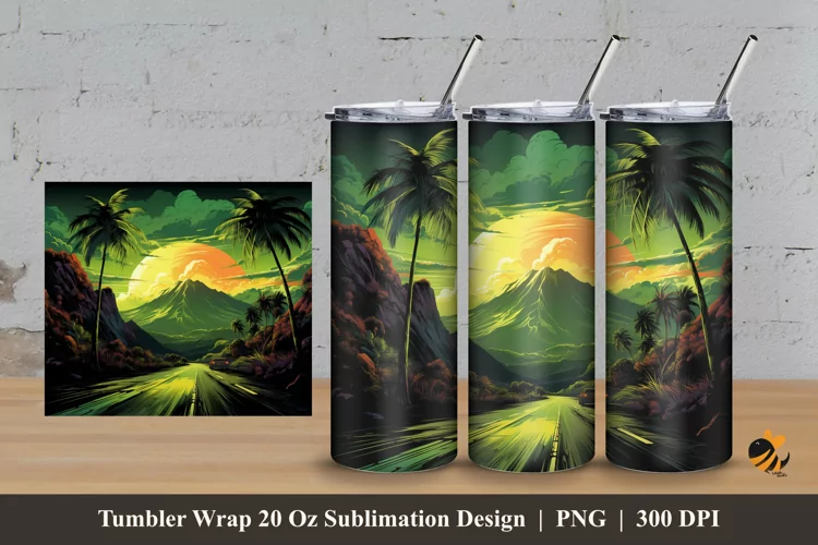 Green Nature Panoramic Tumbler Wrap Sublimation Design 3