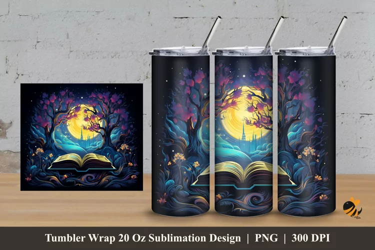 Magic Book Tumbler Wrap Sublimation Design 3