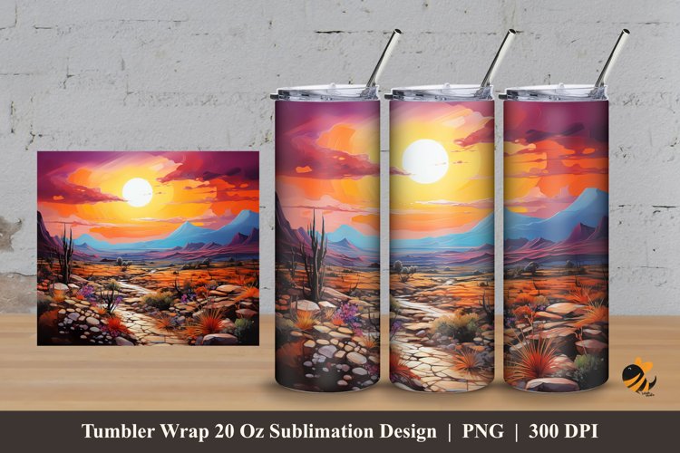 Hill Beauty Flower Tumbler Wrap Sublimation Design 3 example image 1