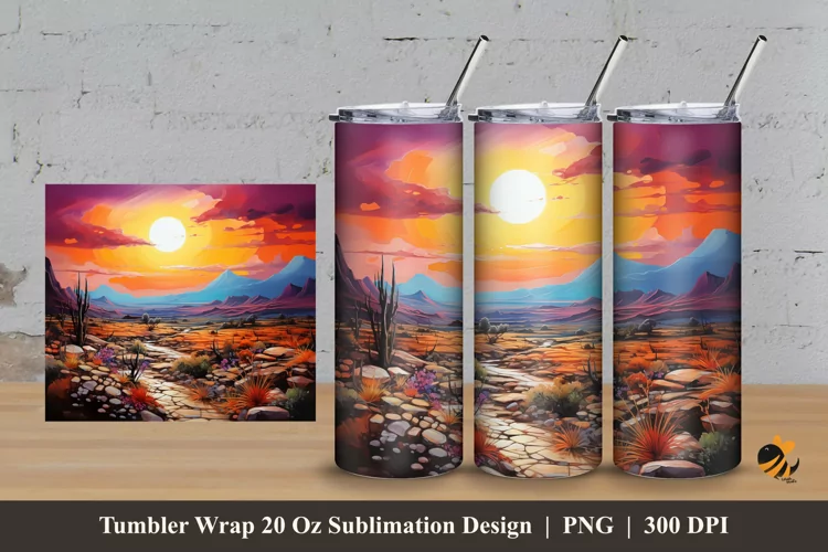 Hill Beauty Flower Tumbler Wrap Sublimation Design 3