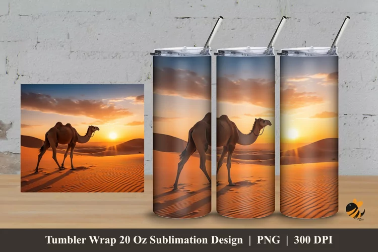The Camel Tumbler Wrap Sublimation Design 3