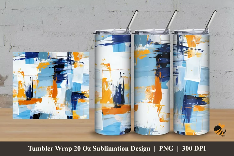 Painting Textile Tumbler Wrap Sublimation Design 3