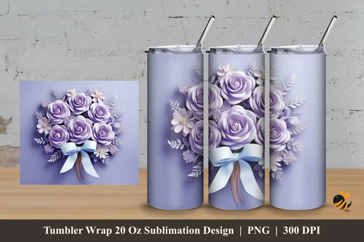 Graceful Rose Tumbler Wrap Sublimation Design 3