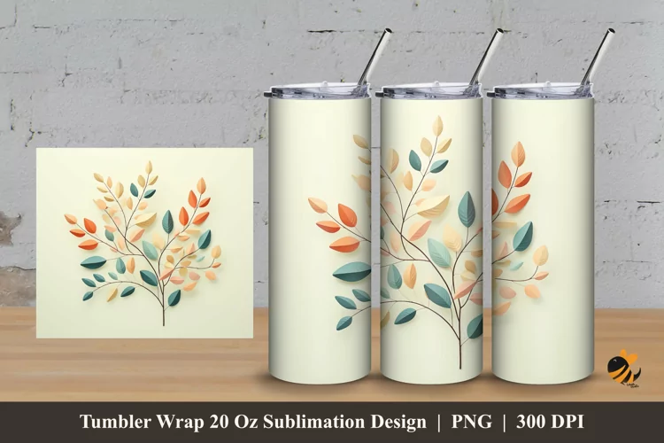 Flat Twigs Tumbler Wrap Sublimation Design 3