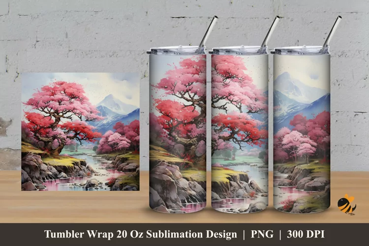 Wonderful Nature Tumbler Wrap Sublimation Design 3