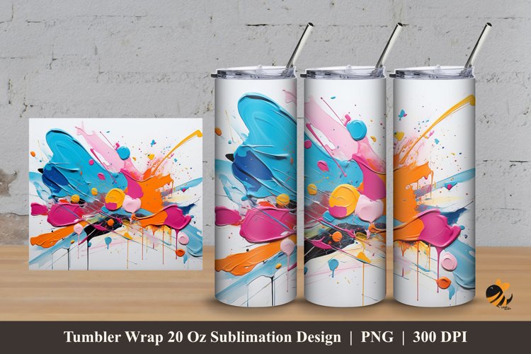 Splash Paint Tumbler Wrap Sublimation Design 3 example image 1