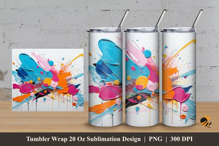 Splash Paint Tumbler Wrap Sublimation Design 3