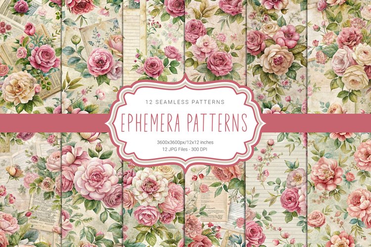 Floral Ephemera Seamless Patterns
