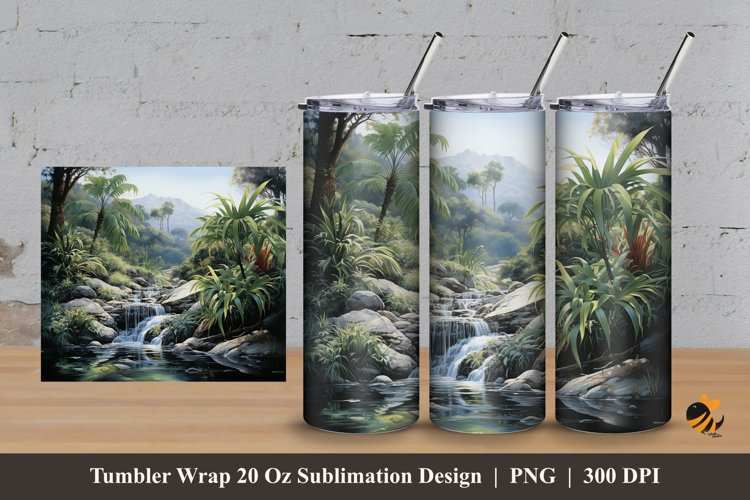 Foxtail Palm Tumbler Wrap Sublimation Design 3 example image 1
