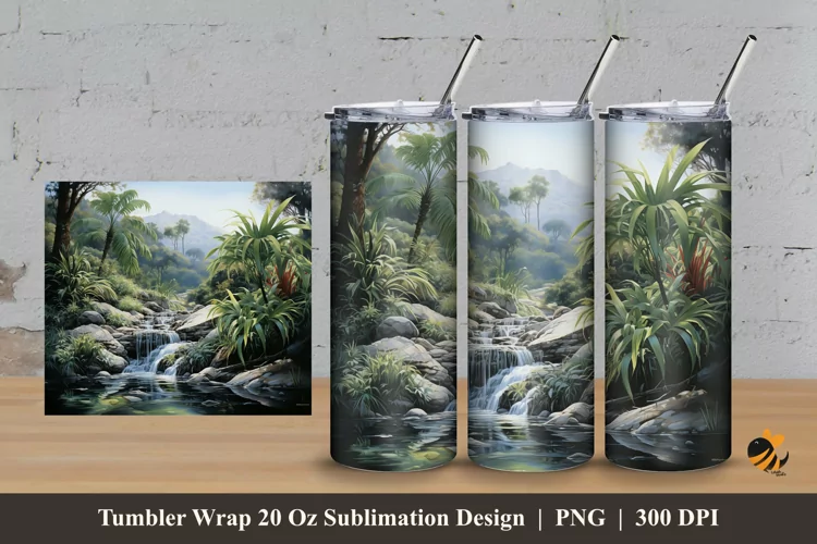 Foxtail Palm Tumbler Wrap Sublimation Design 3