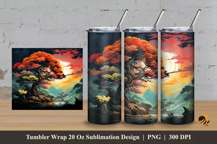 Natural Masterpiece Tumbler Wrap Sublimation Design 3