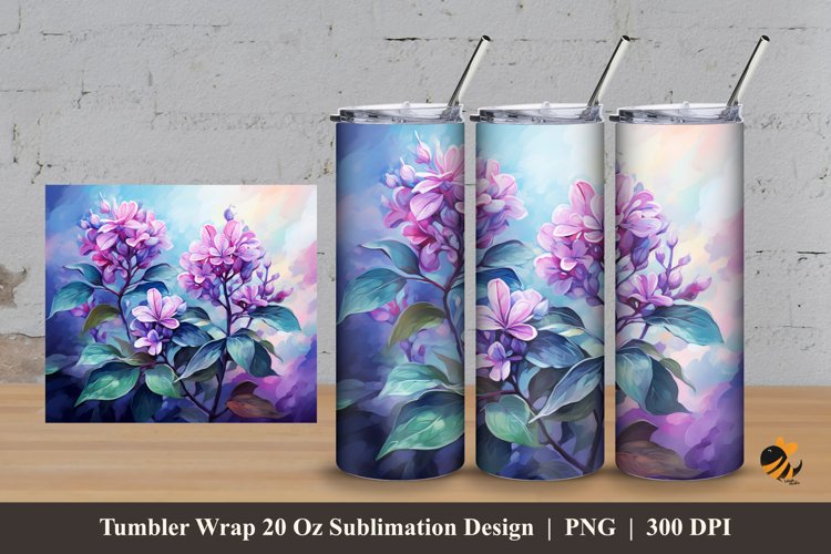 Oregano Flower Tumbler Wrap Sublimation Design 3 example image 1