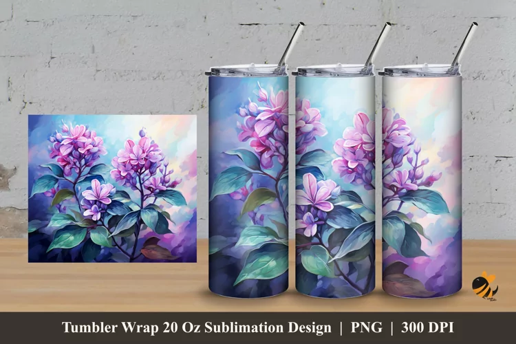 Oregano Flower Tumbler Wrap Sublimation Design 3