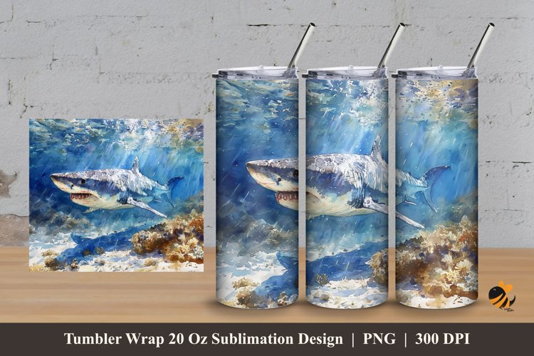 Hungry Shark Tumbler Wrap Sublimation Design 3