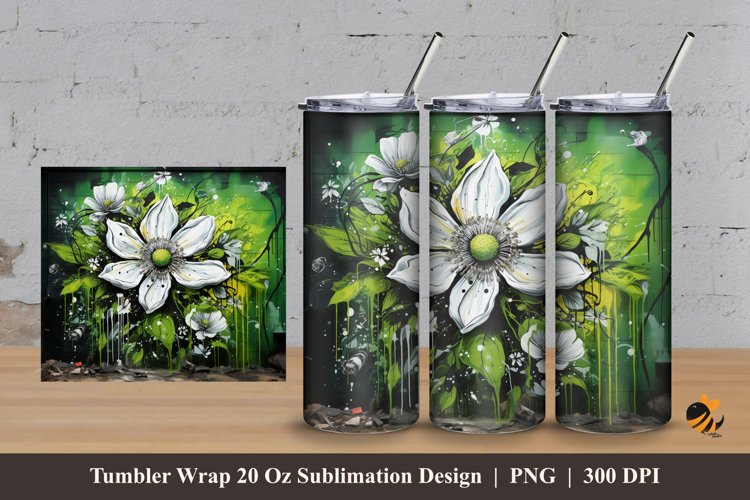 Painting Floral Tumbler Wrap Sublimation Design 3