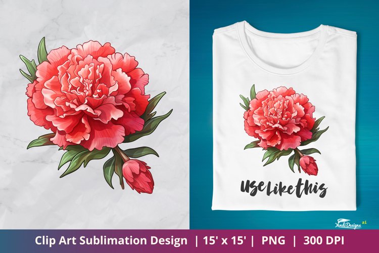 Carnation Flower Clip Art Sublimation 3